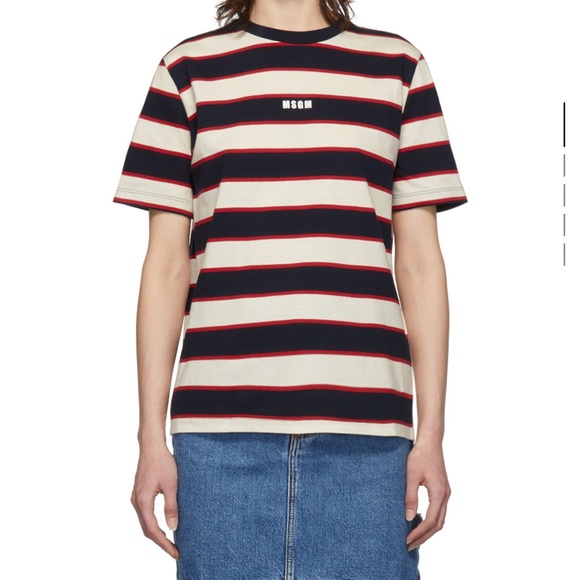 MSGM Striped Logo T-Shirt - Picture 4 of 8